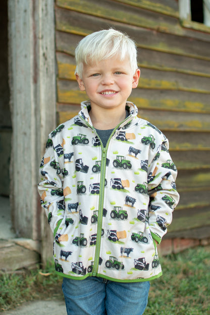 Green Tractor Farm Toddler/Youth Zip-Up Jacket