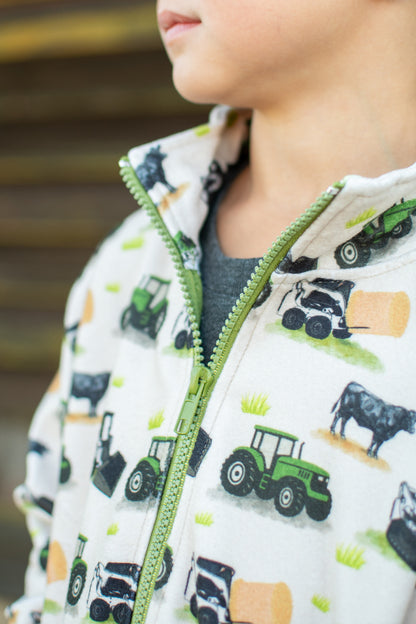 Green Tractor Farm Toddler/Youth Zip-Up Jacket