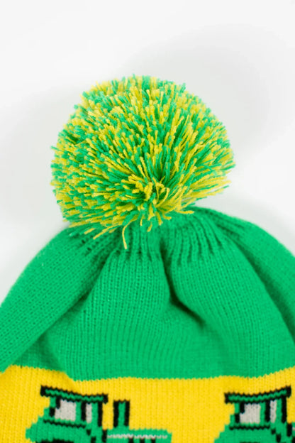 Green Tractor Knit Pom Beanie - Youth