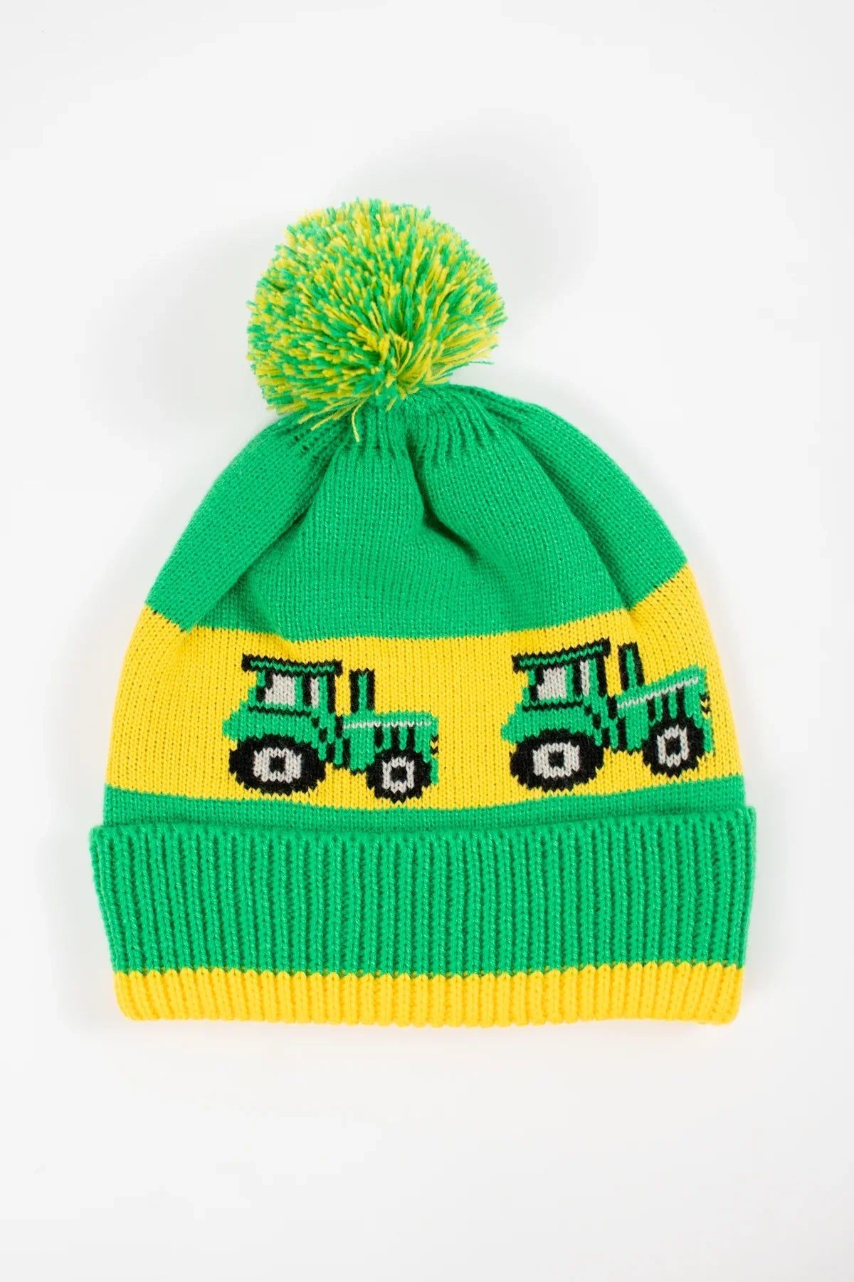 Green Tractor Knit Pom Beanie - Youth