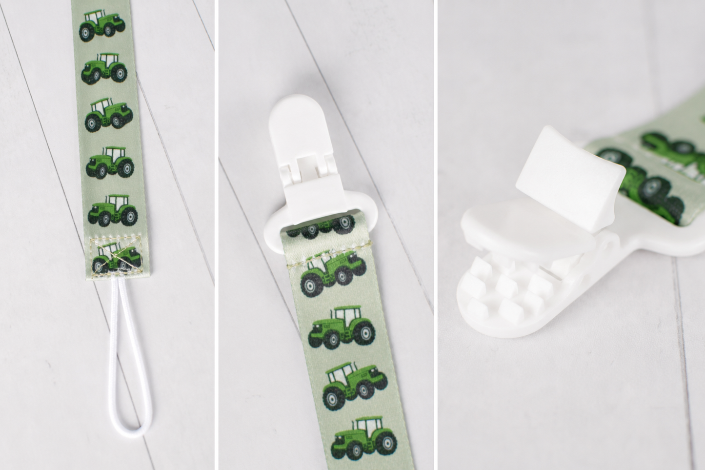 Green Tractor Paci Clip