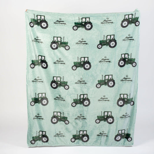 Green Tractor Plush Blanket - American Farm Company