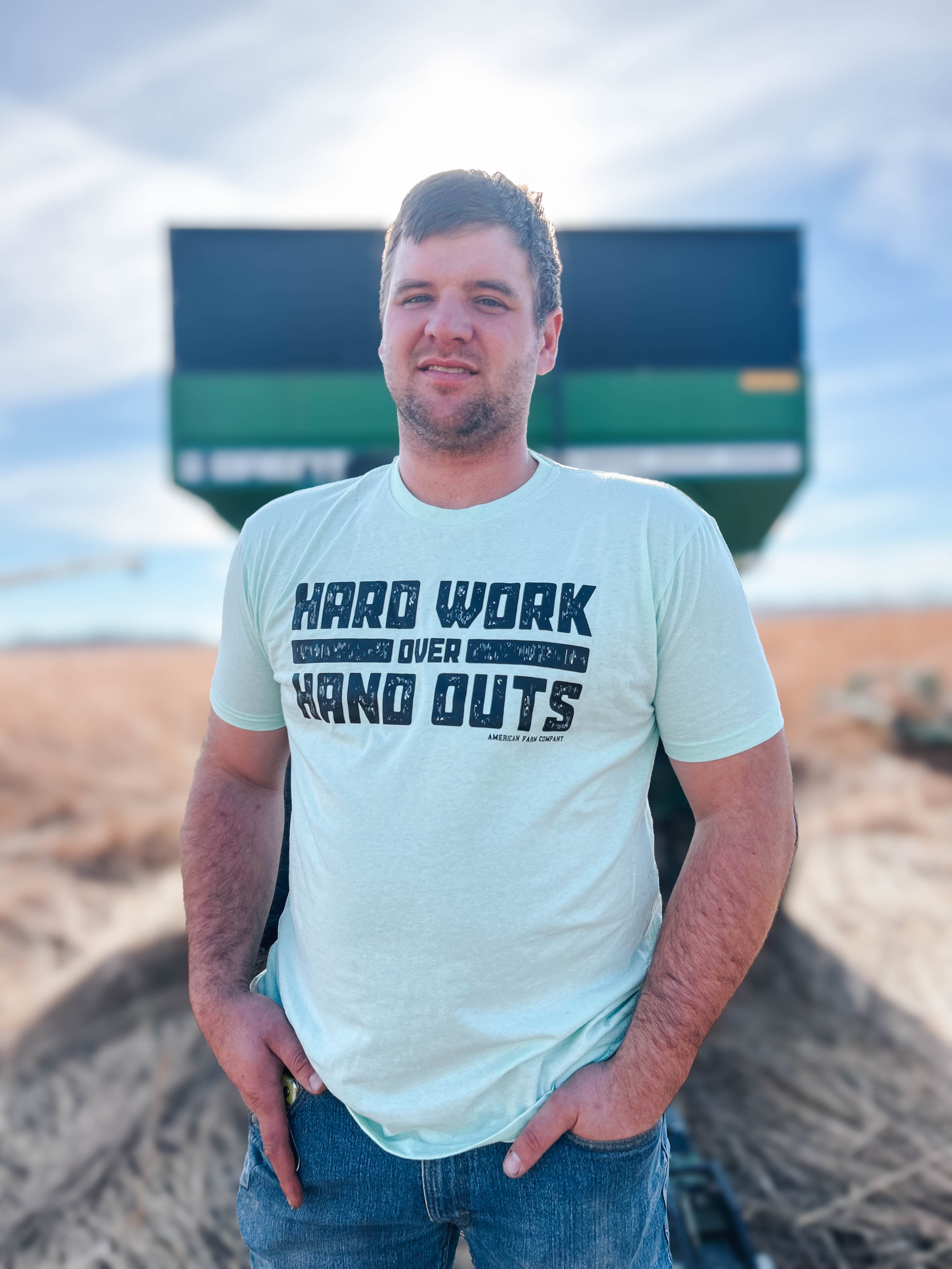 ‘Hard Work Over Hand Outs’ Essentials Tee - Mint