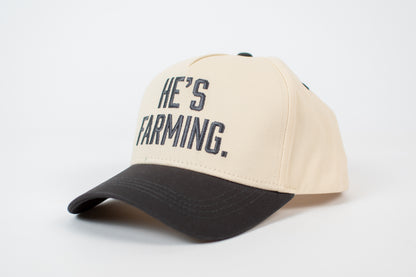 'HE'S FARMING' Embroidered Trucker Hat - Dark Gray