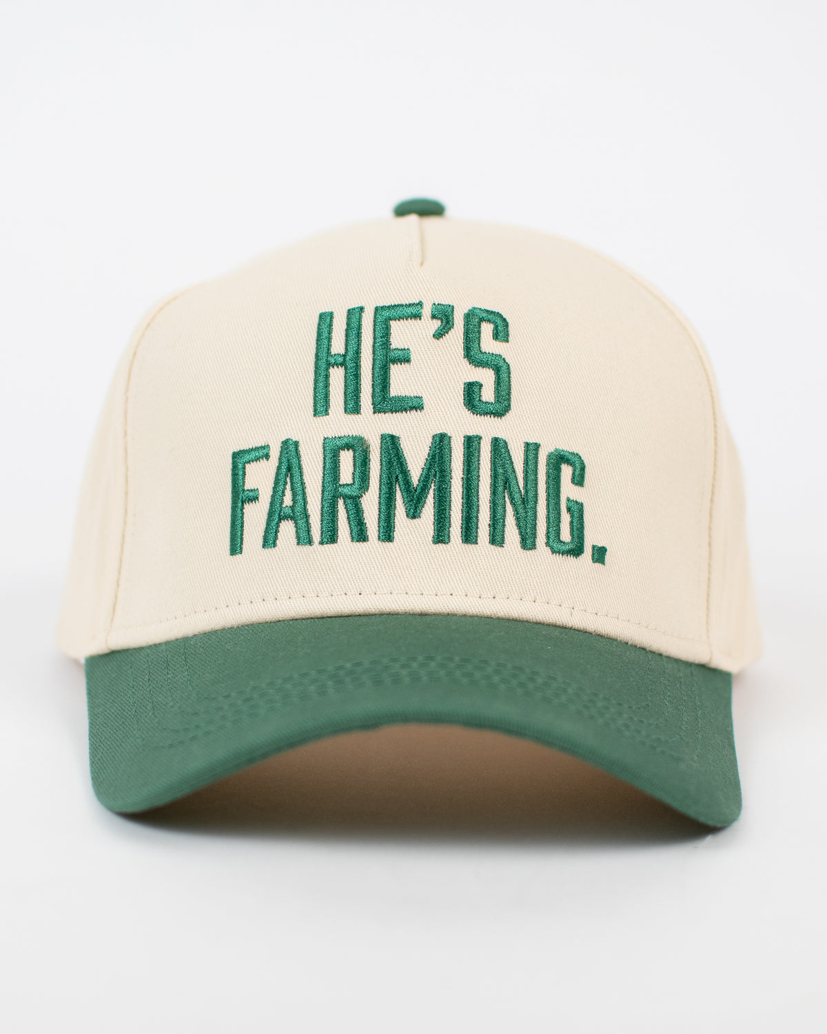 'HE'S FARMING' Embroidered Trucker Hat - Green
