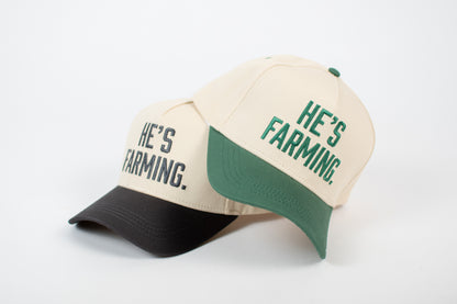 'HE'S FARMING' Embroidered Trucker Hat - Dark Gray