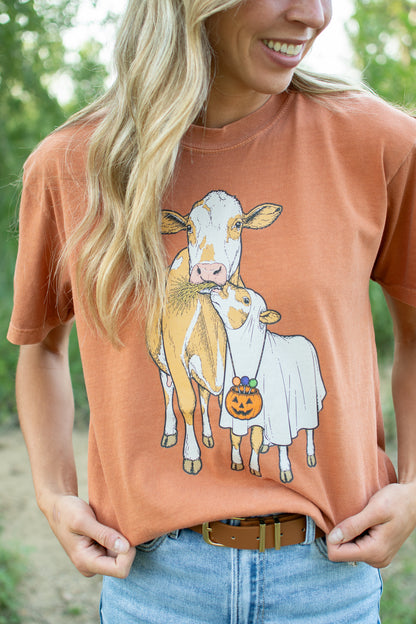 Halloween Mama Moo & Little Boo Adult T-Shirt