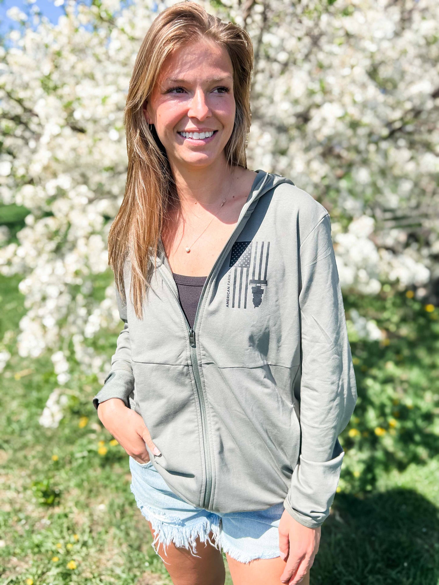 Harvest Flag Performance Full-Zip Hoodie - Pine
