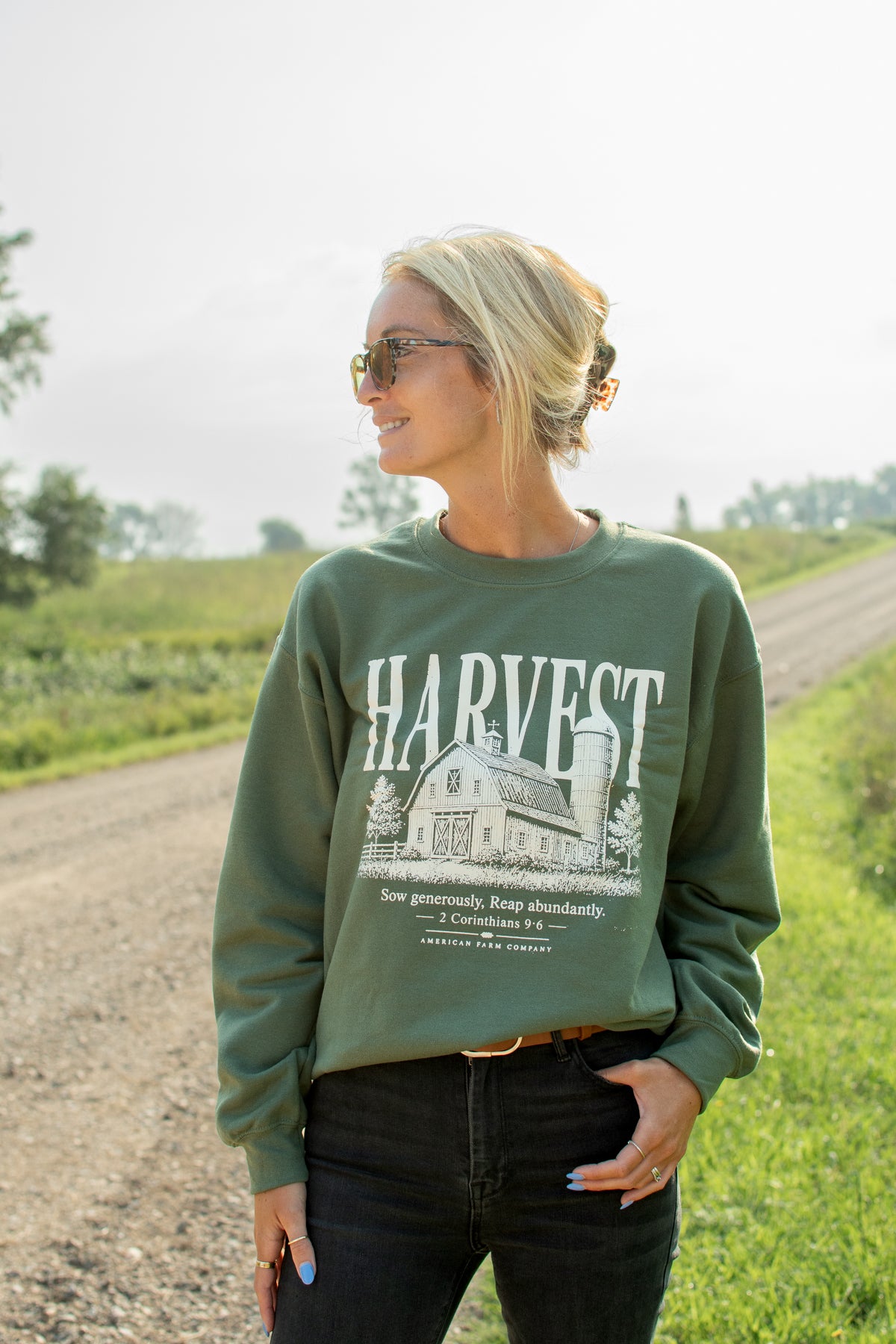 'Harvest' 2 Corinthians 9:6 Adult Crewneck