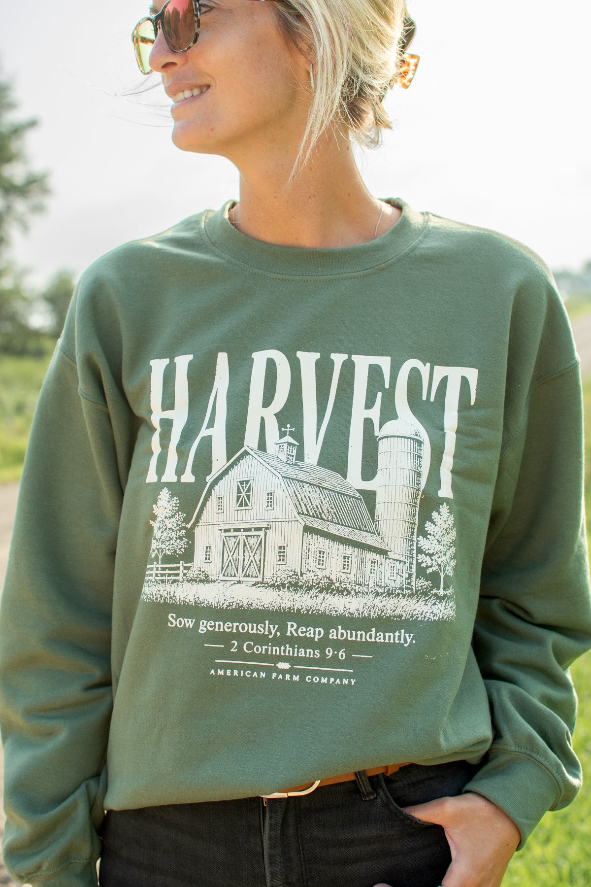 'Harvest' 2 Corinthians 9:6 Adult Crewneck