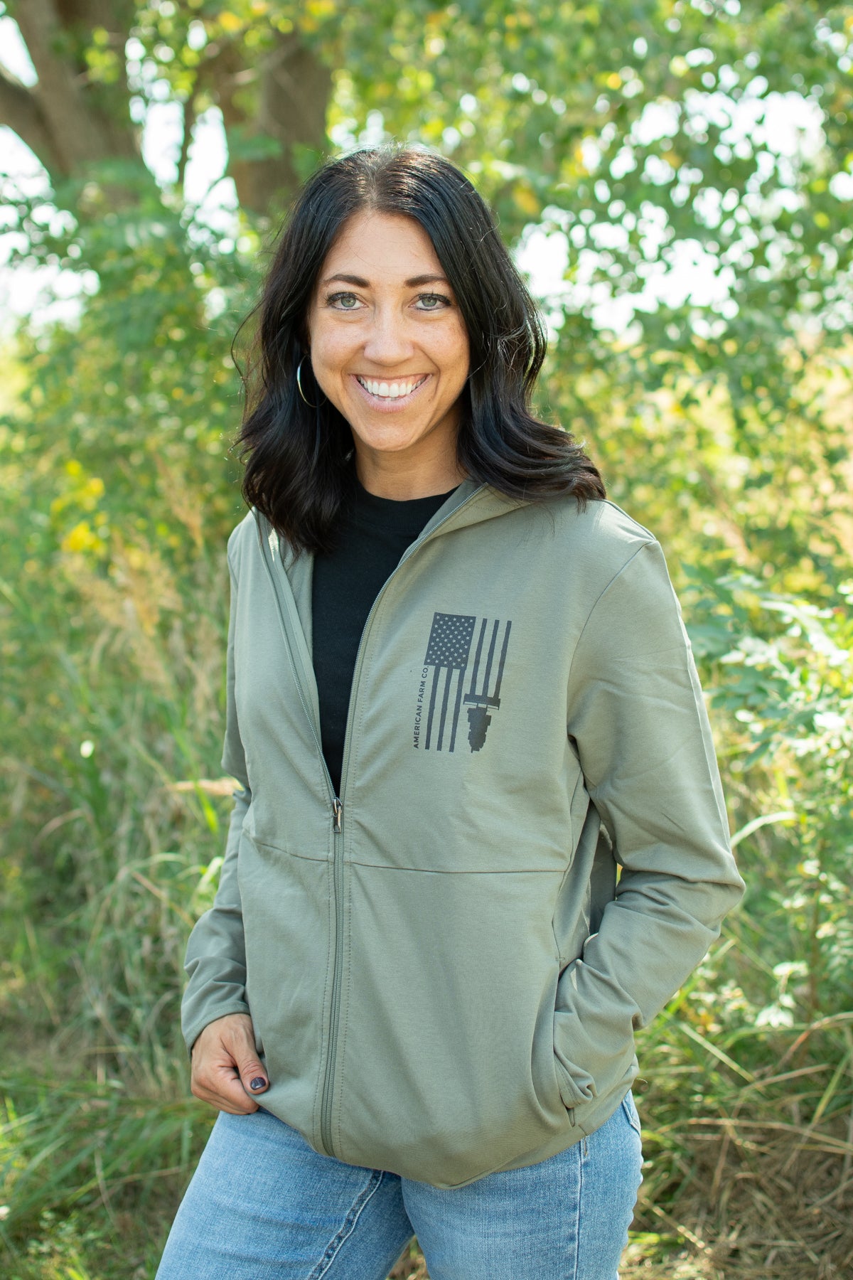 Harvest Flag Performance Full-Zip Hoodie - Pine