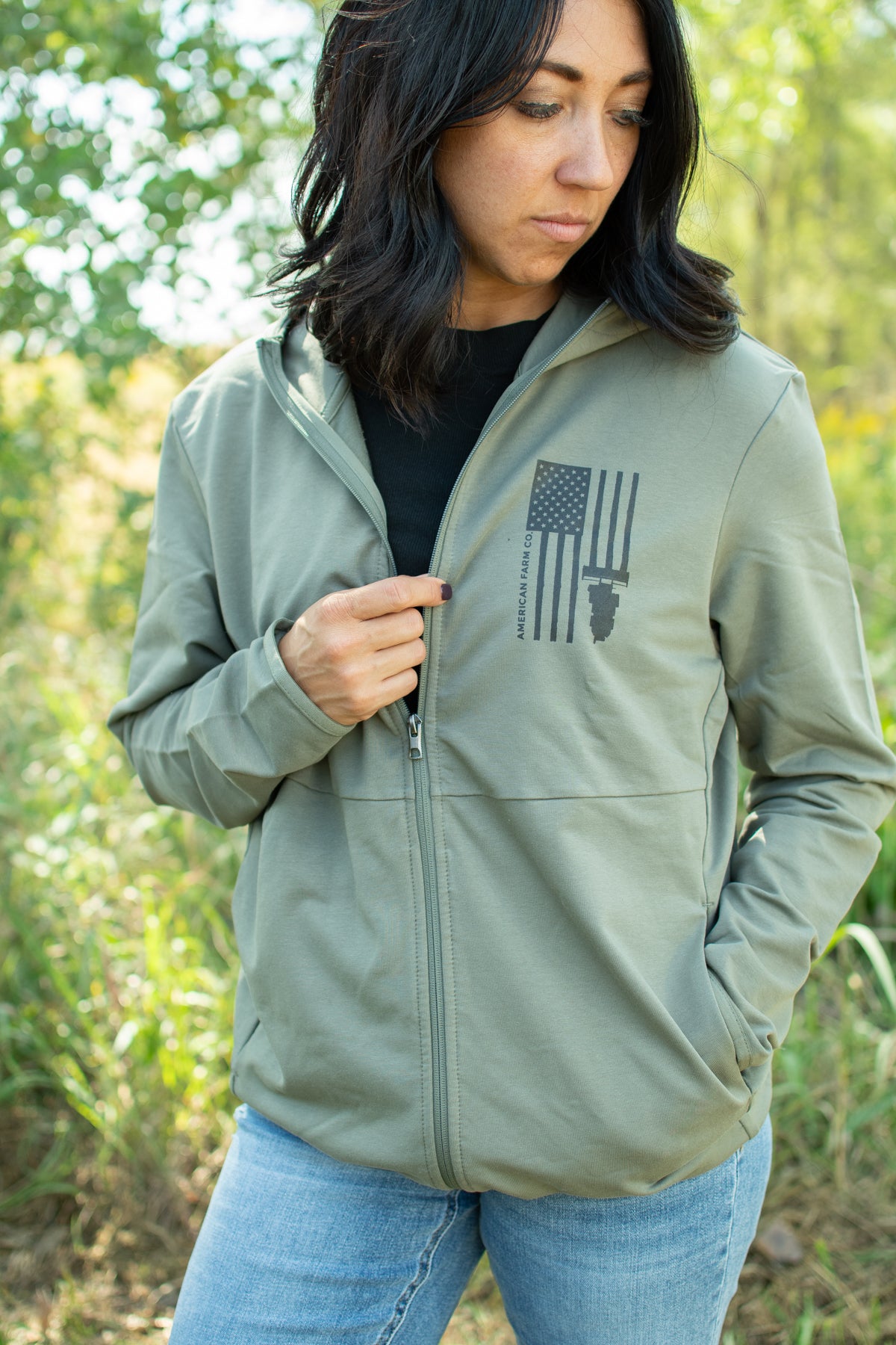 Harvest Flag Performance Full-Zip Hoodie - Pine