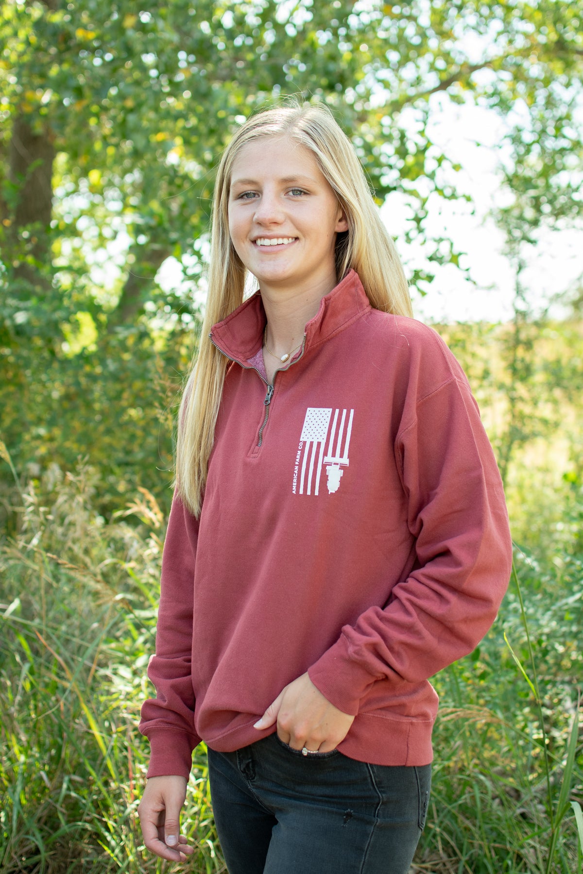 Harvest Flag Red 1/4 Zip [W]