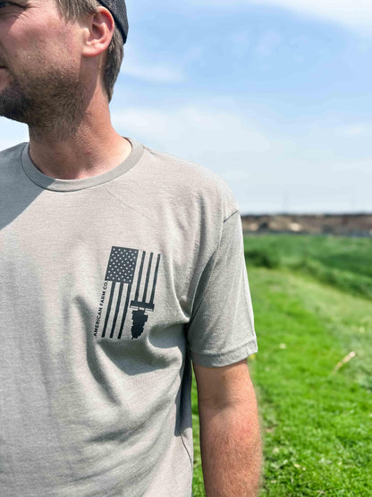 Harvest Flag Stone Grey Tee - American Farm Company