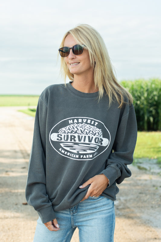 ‘Harvest Survivor’ Charcoal Crewneck