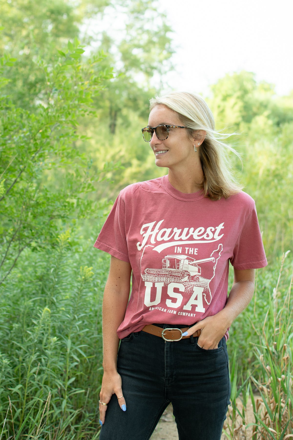 'Harvest in the USA' Adult T-Shirt - Crimson