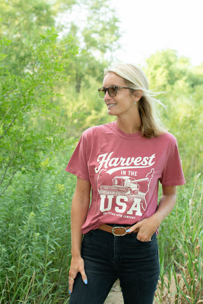 'Harvest in the USA' Adult T-Shirt - Crimson
