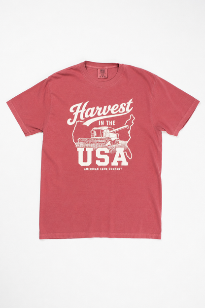 'Harvest in the USA' Adult T-Shirt - Crimson