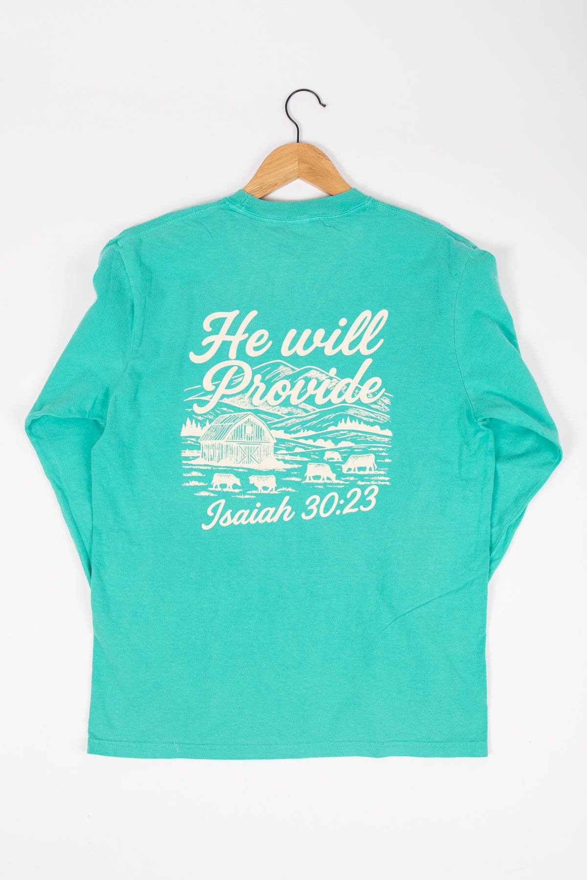 He Will Provide' Isaiah 30:23 Green Long Sleeve