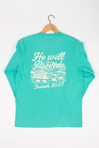 He Will Provide' Isaiah 30:23 Green Long Sleeve