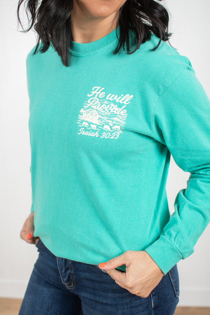 He Will Provide' Isaiah 30:23 Green Long Sleeve