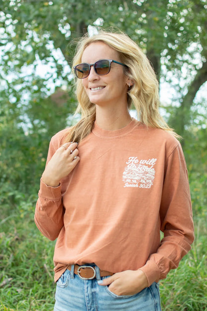 'He Will Provide' Isaiah 30:23 Rust Long Sleeve