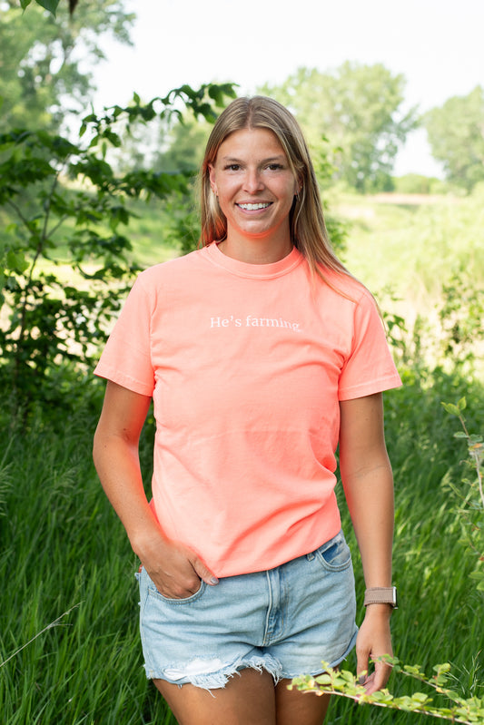 'He's Farming.' Neon Tee