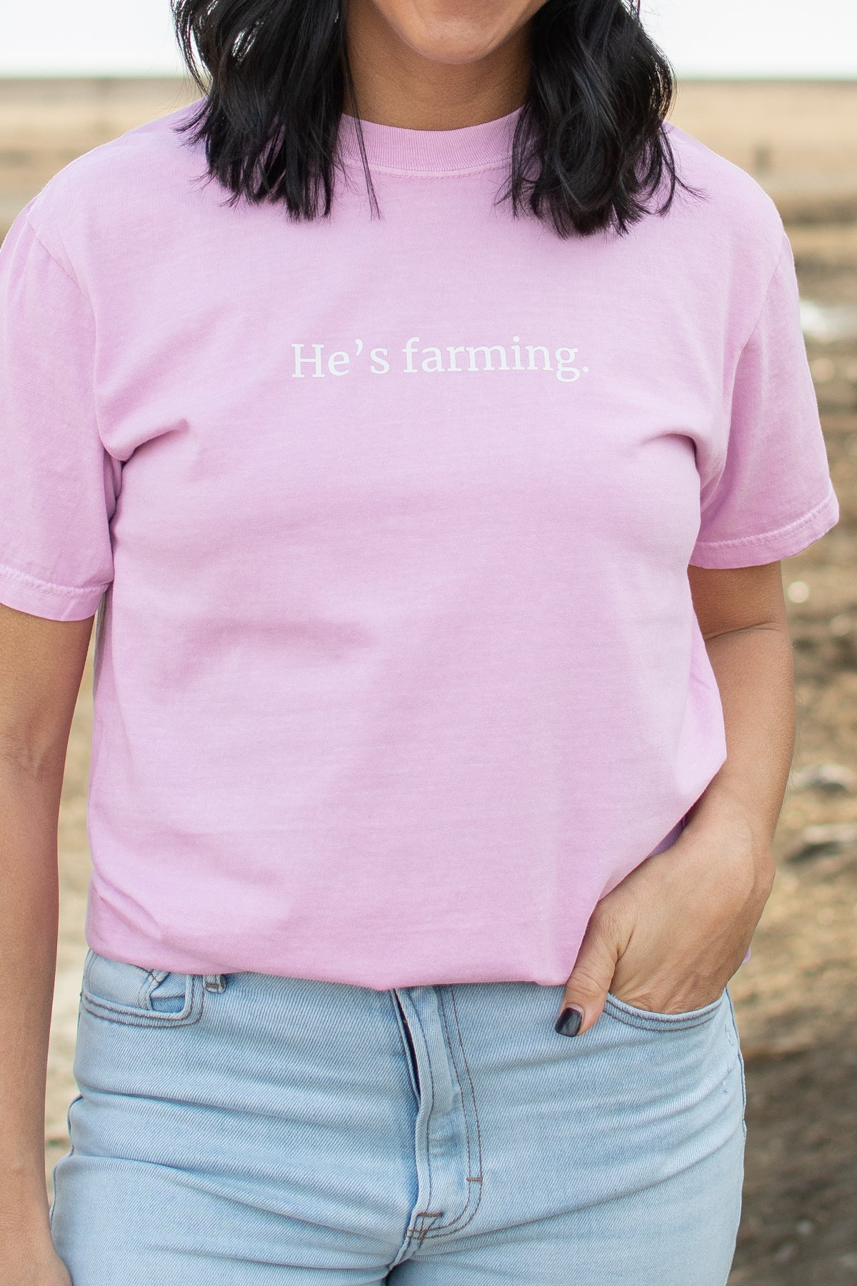 'He's Farming.' Purple Tee