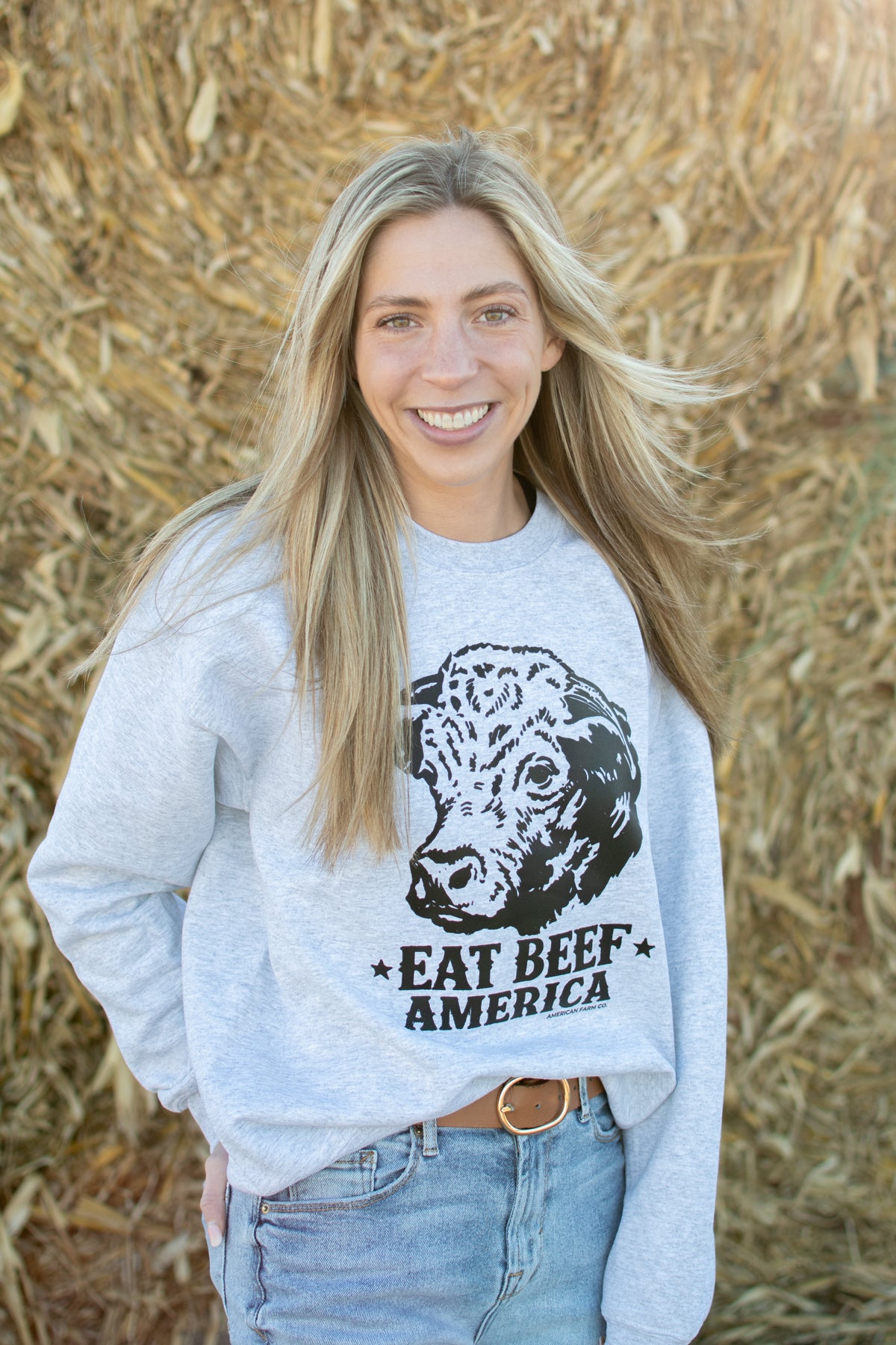 Hereford 'Eat Beef America' Ash Crewneck