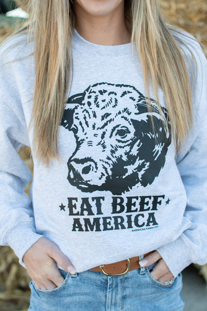 Hereford 'Eat Beef America' Ash Crewneck