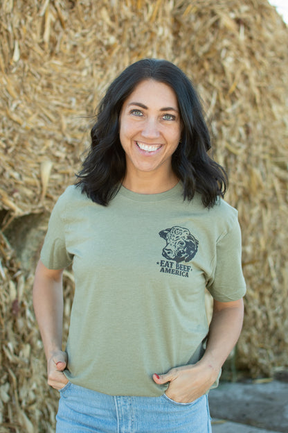 Hereford 'Eat Beef America' Green Essentials Tee