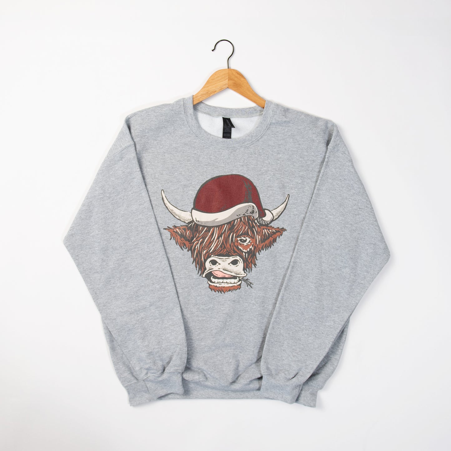 Highland Cow Christmas Grey Crewneck - American Farm Company