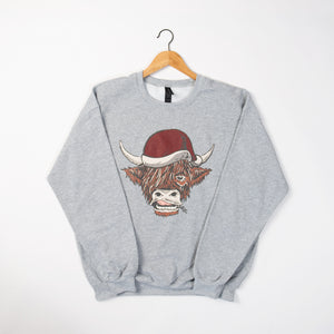 Highland Cow Christmas Grey Crewneck - American Farm Company