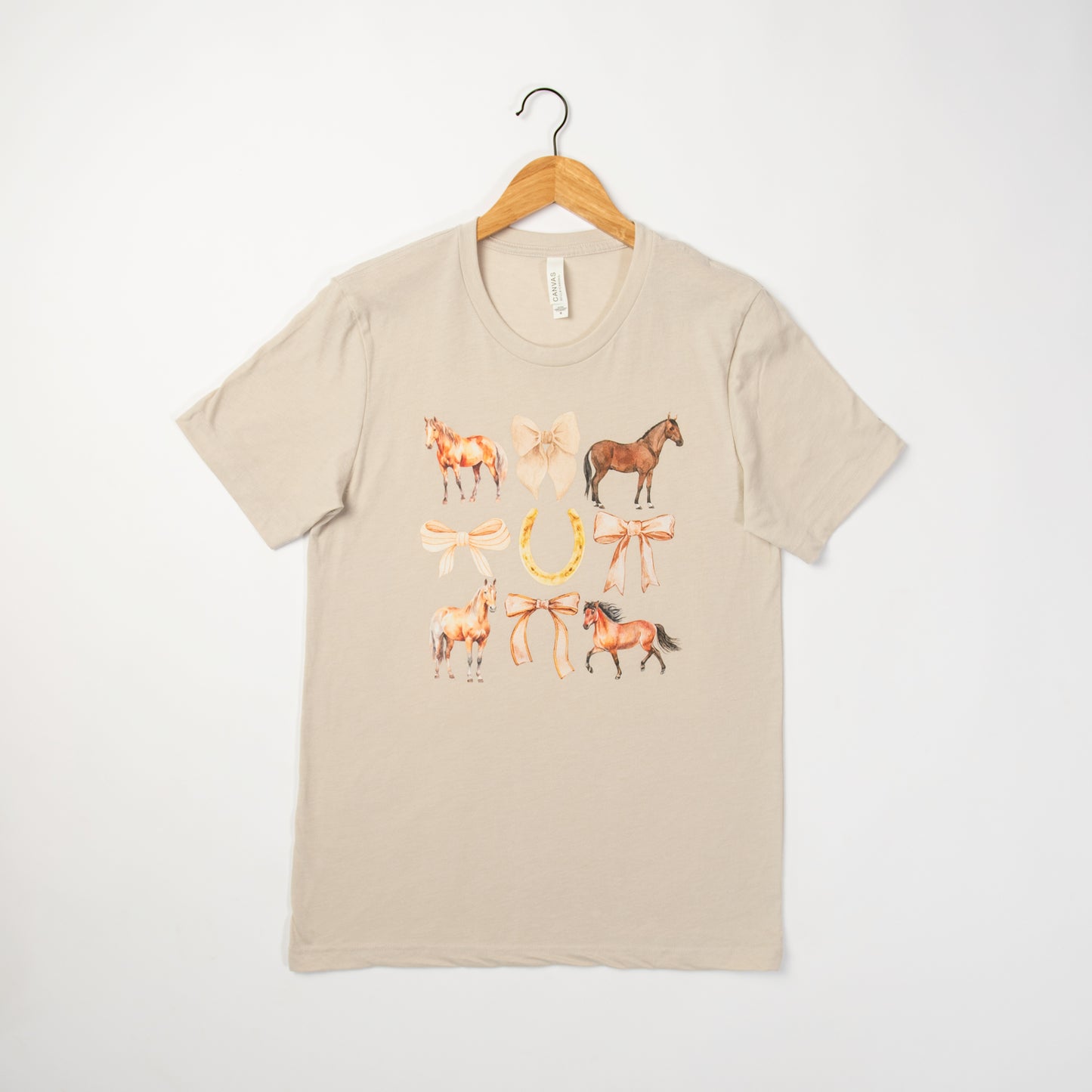 Horses & Bows Cream Tee - American Farm Company