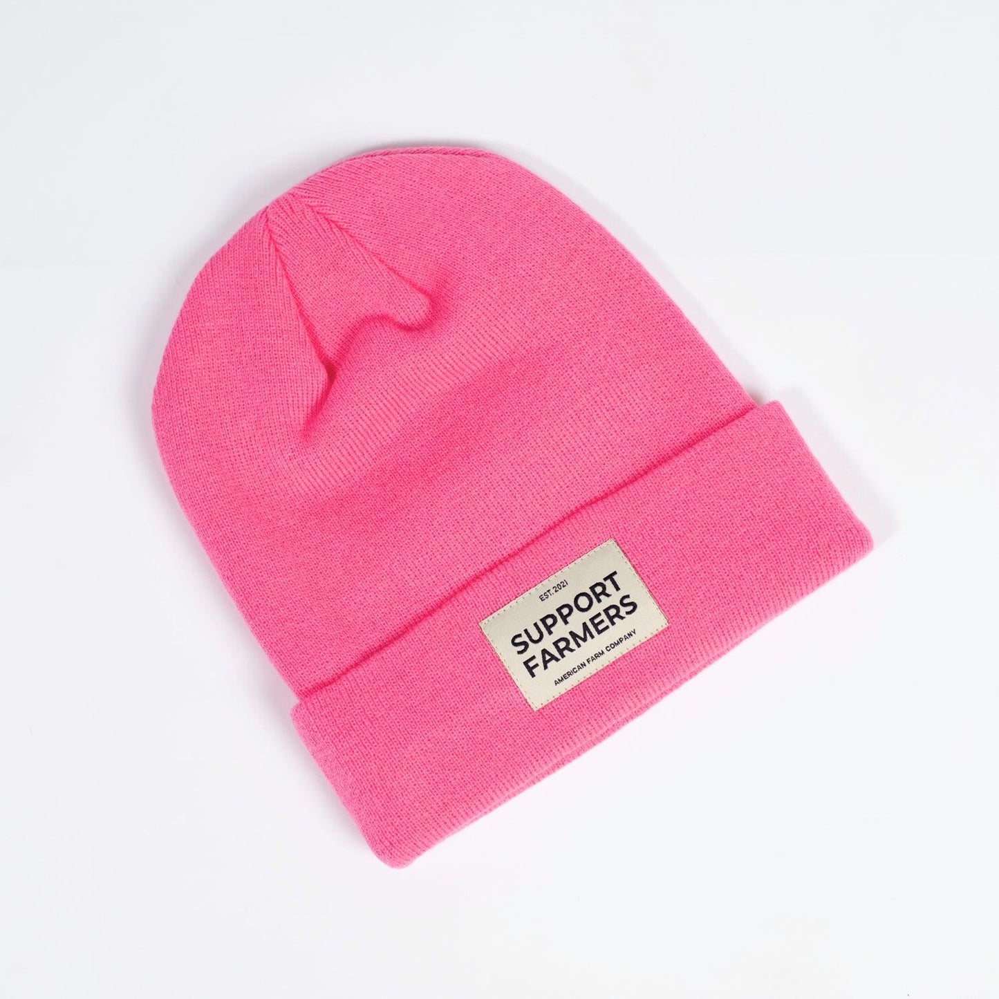 Hot Pink ‘Support Farmers’ Beanie - American Farm Company