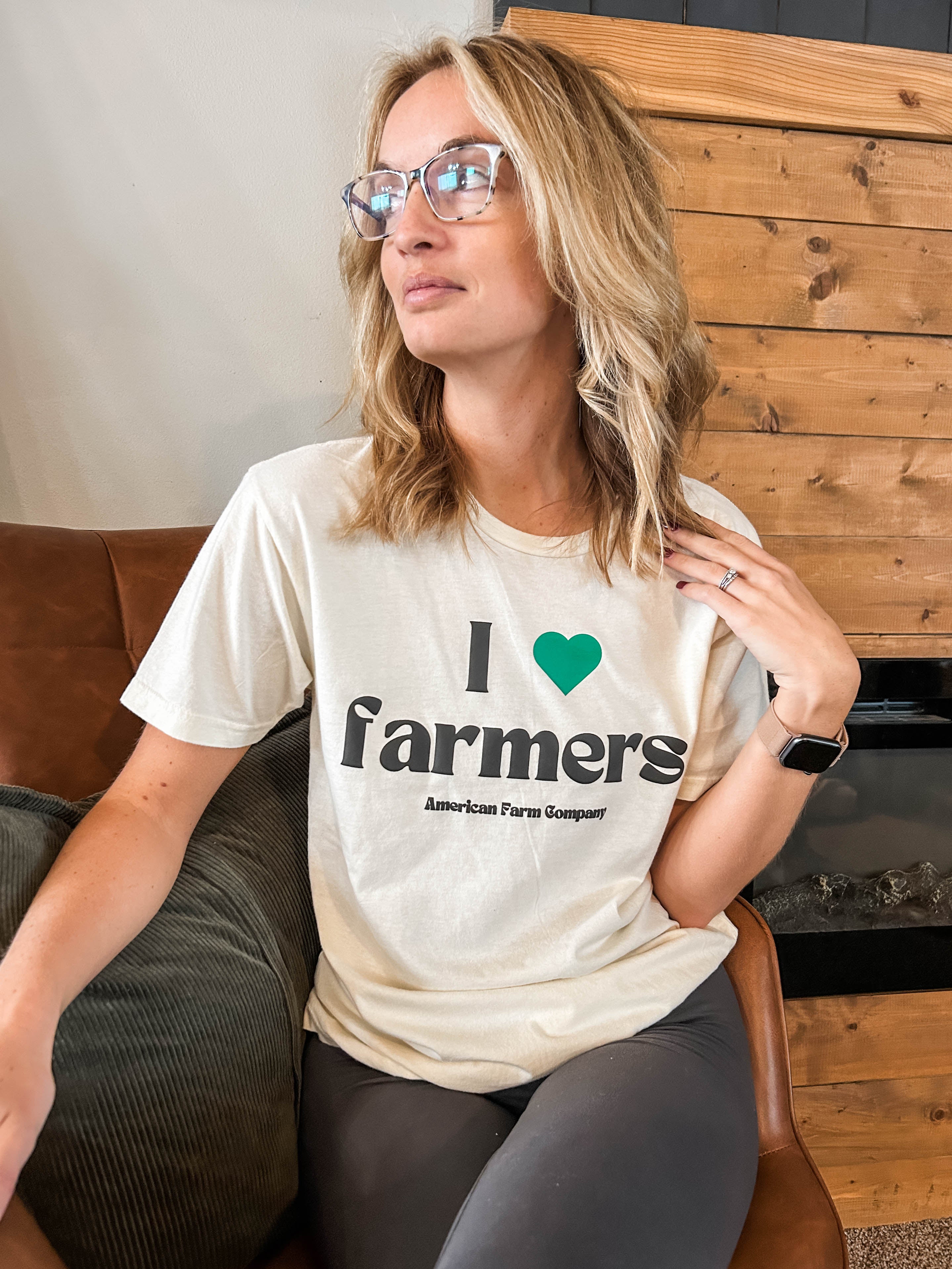 'I Love Farmers' Puff Cream Tee
