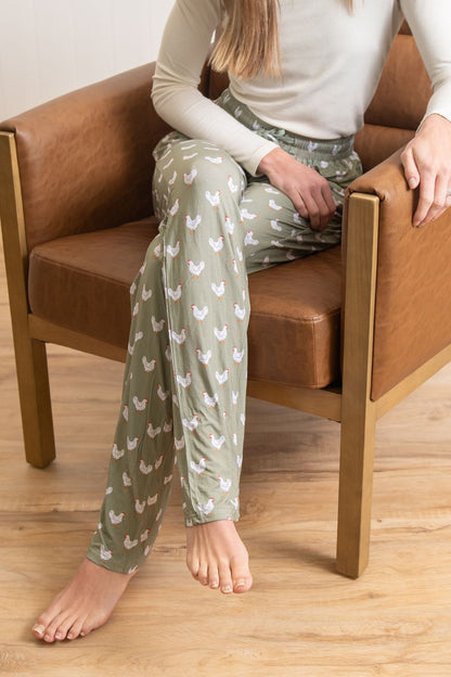 Sage Chicken Adult Bamboo Pajama Pants