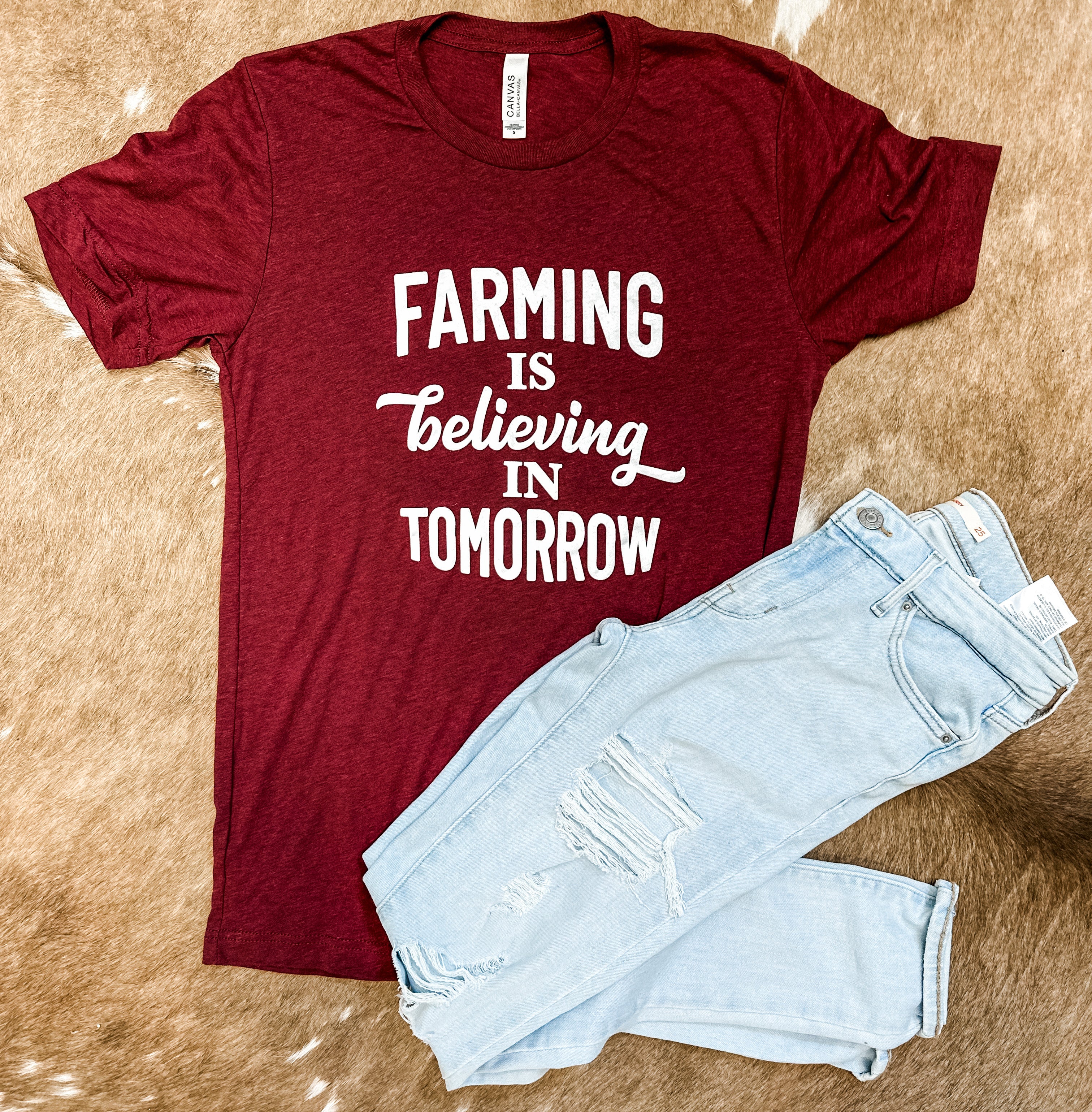 Farming is Believing in Tomorrow Maroon Tee