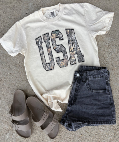 USA' Camo Ivory Tee