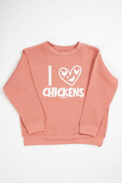 'I ♥ Chickens’ Pink Toddler/Youth Crewneck