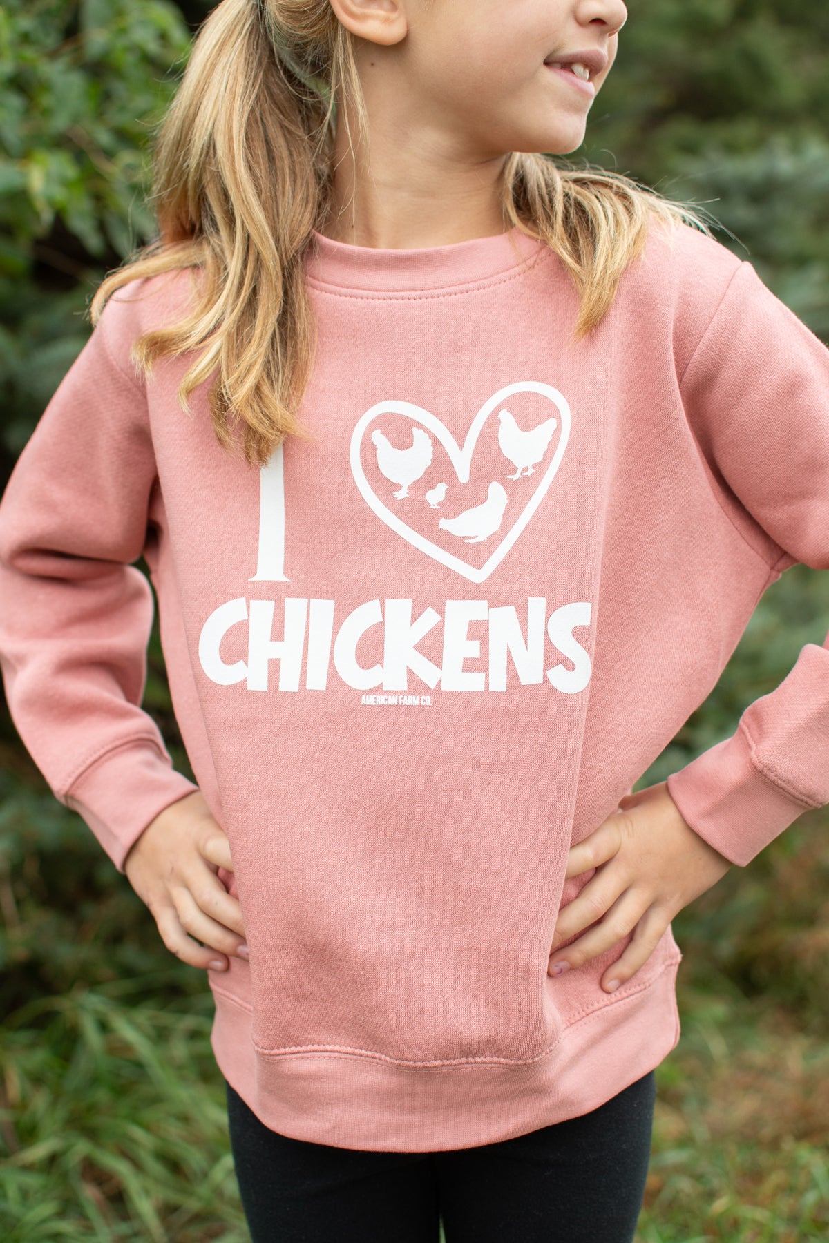 'I ♥ Chickens’ Pink Toddler/Youth Crewneck