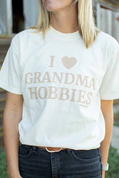 I 🖤 Grandma Hobbies Adult T-Shirt - Ivory