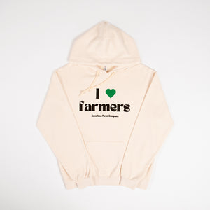 'I Love Farmers' Puff Cream Hoodie - American Farm Company