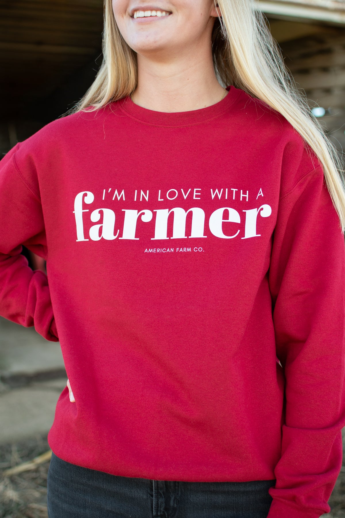 'I'm in Love with a Farmer' Red Crewneck