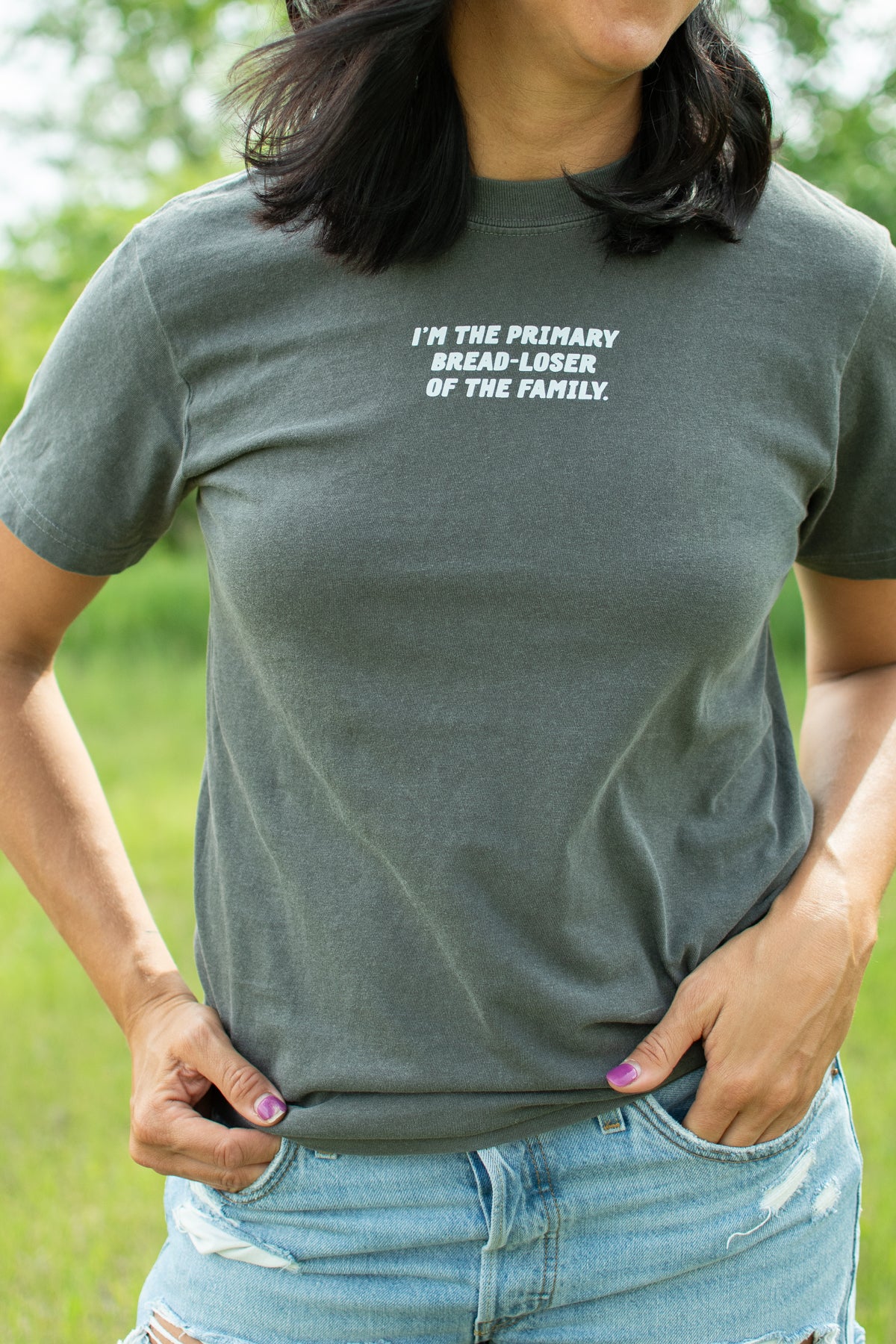 I'm the Primary Bread-Loser of the Family.' Charcoal Tee
