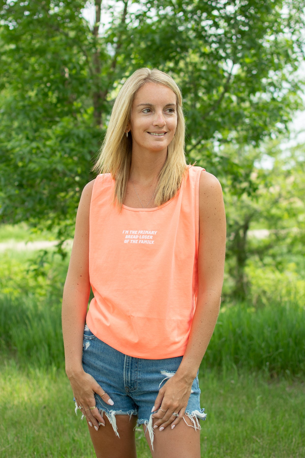 I'm the Primary Bread-Loser of the Family.' Neon Orange Tank Top