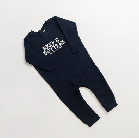 ‘Beef and Bottles’ Baby Fleece One Piece