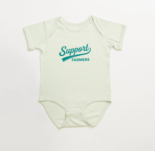 Support Farmers Banner Soft Green Onesie - American Farm Company