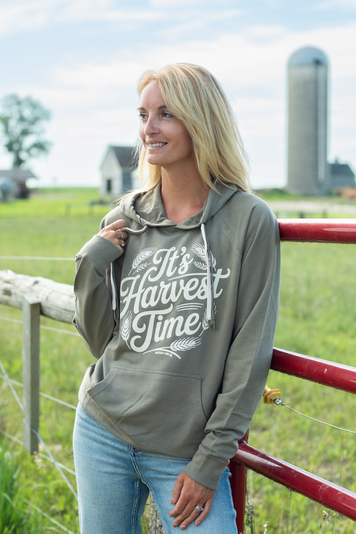 'It's Harvest Time' Olive Hoodie