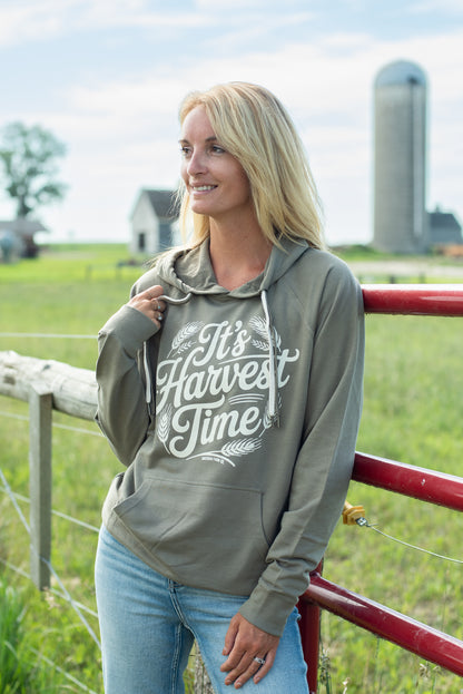 'It's Harvest Time' Olive Hoodie
